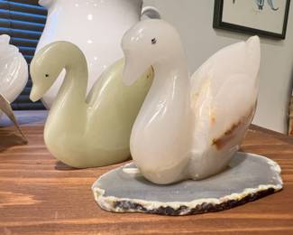 Onyx Stone Swan Figurine, Quartz Swan Figurine