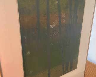Framed & Matted 1986 Abstract Print by Wo Jones