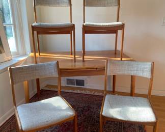 Mid Century Modern Danish Dining Table and 4 Chairs