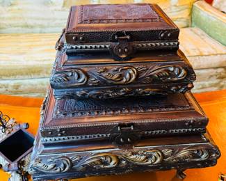 $90
Assortment of stacking boxes 18Wx16Dx26H