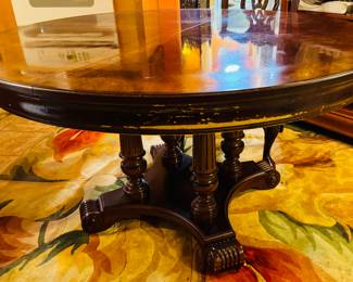 $495
Universal Furniture NC Round table 54Dx30H with Chippendale style 2 arms + 4 chairs