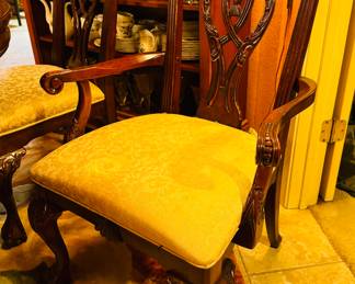 $495
Universal Furniture NC Round table 54Dx30H with Chippendale style 2 arms + 4 chairs