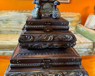 $90
Assortment of stacking boxes 18Wx16Dx26H