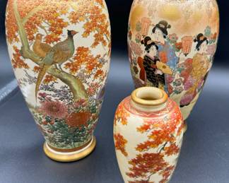 $120 - Lot of 3 satsuma vases