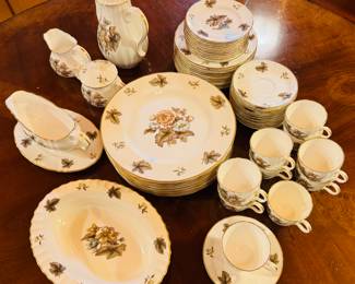 $375
Royal Worcester Dorchester pattern service for 10 11 dinner plates, 12 salad or dessert plates, 12B&B 10 cups & 12 saucers, 1 coffee pot, C&S, gravy bowl with underplate, 1 veggie. 62 pieces