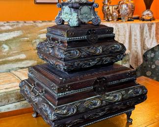 $90
Assortment of stacking boxes 18Wx16Dx26H