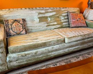 $200
Green chartreuse velvet sofa 77Lx33Dx30W