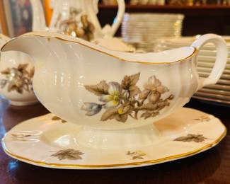 $375
Royal Worcester Dorchester pattern service for 10 11 dinner plates, 12 salad or dessert plates, 12B&B 10 cups & 12 saucers, 1 coffee pot, C&S, gravy bowl with underplate, 1 veggie. 62 pieces