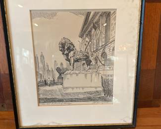 Art Institute Lion Etching Greengard