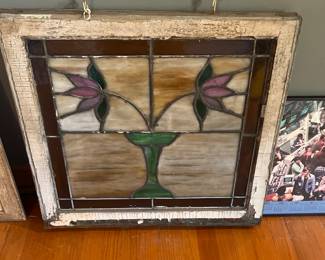 Leaded glass double floral stained-glass window one of dozens
