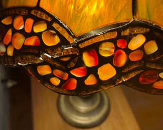 Leaded glass shade with butterscotch tones