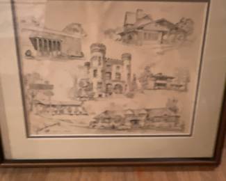 Jack Simmerling Print Historic Buildings Beverly Hills Chicago