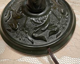 Base to leaded glass lamp jewel tone shade