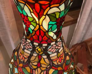 Vessel shaped 4' leaded glass lamp