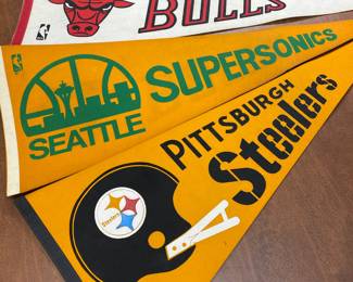 Collectable Felt Pennants - Pittsburgh Steelers, Seattle Supersonics, Chicago Bulls