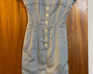 1950's Style Gray/White Polka Dot Short Sleeve Dress