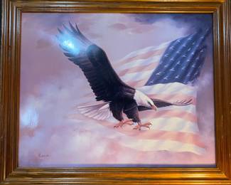 Liberty Flight Eagle & American Flag Print