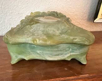  Victorian Hand Crafted Incolay Stone Jewelry Box