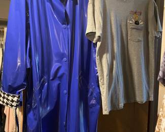 Items International Blue Raincoat Lined with Houndstooth Design, 1990's Tweety Bird Bowling Embroidered Pocket T-shirt