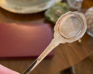 Set of 6 Floral Porcelain/Silver Plate Demitasse Spoons - Made in Korea