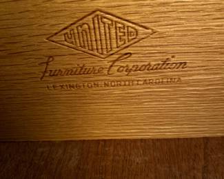 United Furniture Corp. Mid Century Modern Triple Lowboy Dresser with Mirror