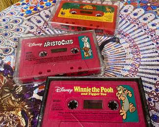 Disney Winnie The Pooh And Honey Tree Cassette Tape, Disney Aristocats Vintage Read-Along Story Book And Cassette Tape, Disney The Lion King Read Along Cassette Tape