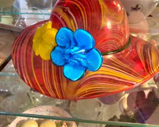 Blown Glass Floral Hat Figurine