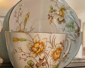 Taylor and Kent Longton Flowers & Gold Trim China Cup and Saucer
