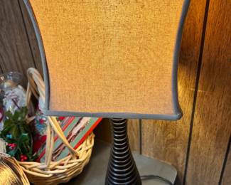 Contemporary Black Ribbed Spiral Table Lamp 