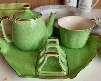 Royal Winton Green Breakfast Set with Gold Trim Circa 1940's