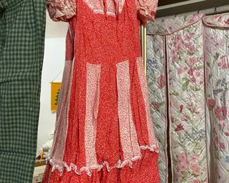 Malco Modes Red & White Floral Square Dancing Dress