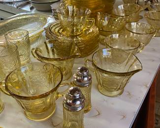 Amber Depression Glass Dinnerware Set
