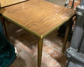 Mid Century Formica Side Table with Brass Edge