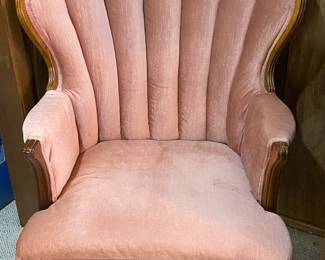 Mid Century Tufted Soft Pink Velvet Wing Back Accent Chair