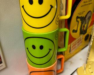 Set of 3 Deka Smiley Mugs - Green, Yellow, Orange