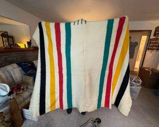 Hudson Bay Company Multi-Color Striped Wool Blanket