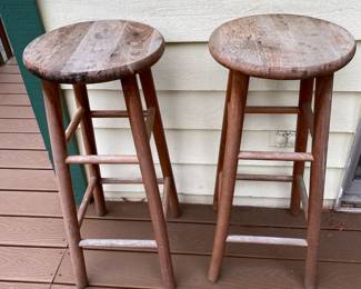 Pair of Rustic Wood Stools