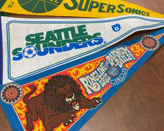 Collectable Felt Pennants - Seattle Super Sonics, Seattle Sounders, Ringling and Barnum Bailey Bros Circus