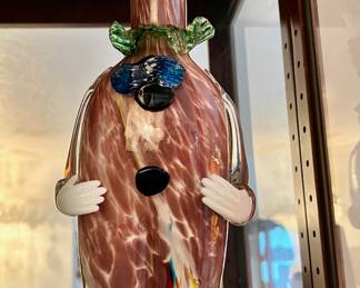 Multicolored Blown Glass Italian Clown Decanter 