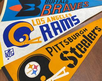 Collectable Felt Pennants - Pittsburgh Steelers, Los Angeles Rams, Buffalo Braves