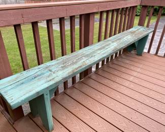 Long Green Painted Wood Bench