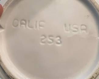 Turquoise and White Pottery Lidded Candy Dish - Made in California - 253