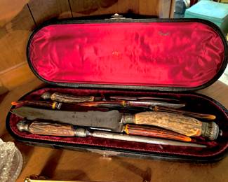  J.A. Henckels Cast Steel with Faux Antler Handled Knife Set and Sharpener