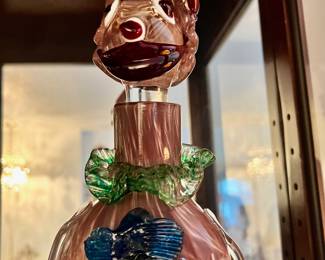 Multicolored Blown Glass Italian Clown Decanter 