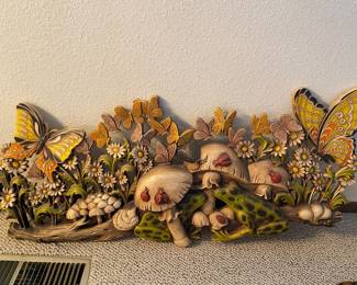 Burwood Wall Decor - Butterfly/Mushrooms and Floral Wall Plaque