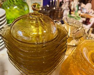 Amber Depression Glass Dinnerware Set