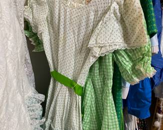 The Square Dance Dress Co - White Dress with Blue/Green Floral Design -  Size 10