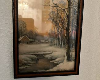 Cottage in Meadow Lithograph Print