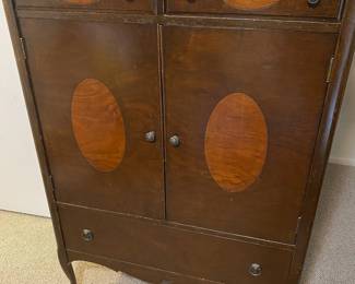 Two Tone Mahogany Tall Boy Chifforobe Dresser