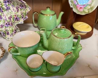Royal Winton Green Breakfast Set with Gold Trim Circa 1940's